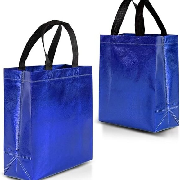 Blue Gift Bags Medium Size – Set of 12 Shiny Blue Reusable Gift Bags With Handle - Picture 1 of 5